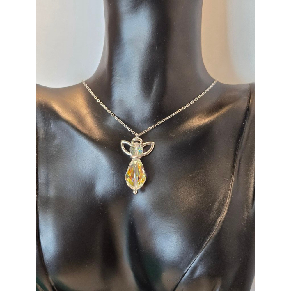 Women's swarovski Necklace OS Clear Rainbow angel
